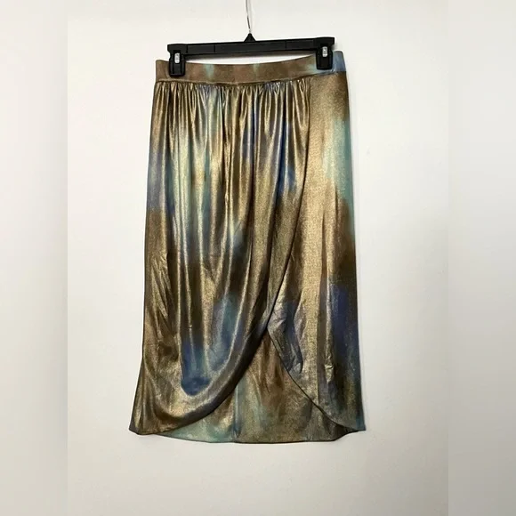 Le Superbe Take it easy Metallic Slit Multicolor Tie dye Skirt Oil Spill S - Picture 2 of 9